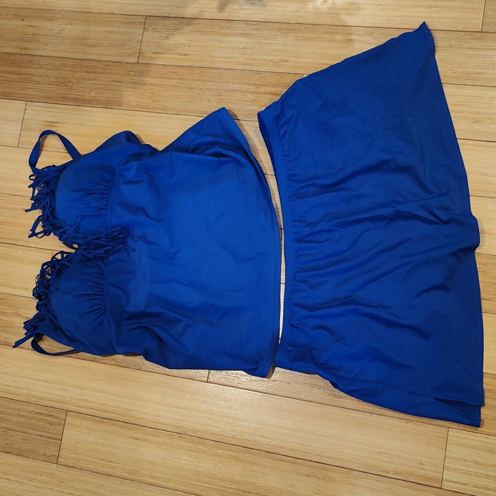 Lane Bryant, Swim by Cacique, fringe swim top and swimskirt